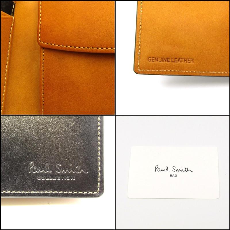 未使用 Paul Smith ポールスミス コレクション 二つ折り財布 554844 J312 PCステインカーフ ムラ染め ブラック 黒   24002815｜classic｜07