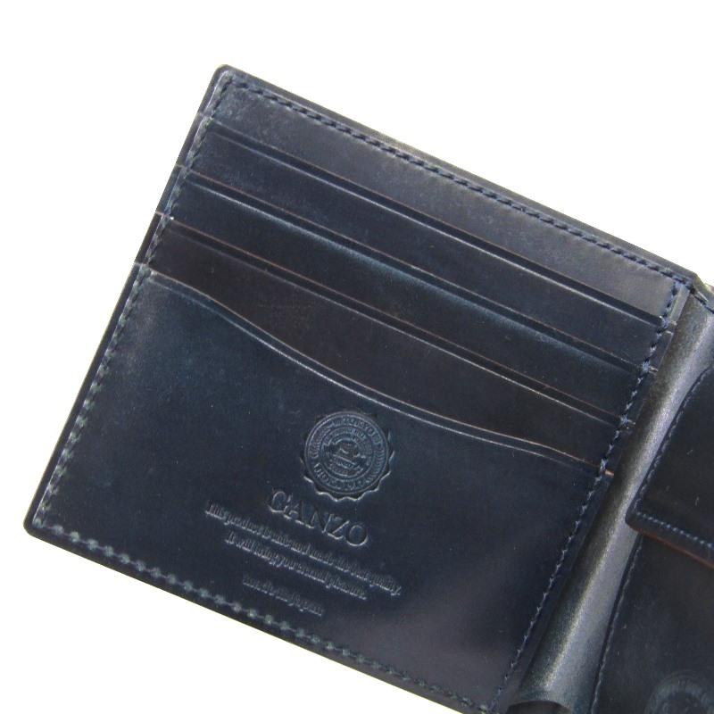 GANZO ガンゾ シェルコードバン2 マチ無し長財布 ネイビー 付属品完備 SHELL CORDOVAN 2(シェルコードバン2) マチ無し長財布｜シェル