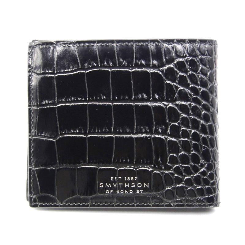 美品 SMYTHSON スマイソン 二つ折り財布 MARA マラ クロコ型押し 美品 SMYTHSON スマイソン 二つ折り財布 MARA マラ クロコ型押し