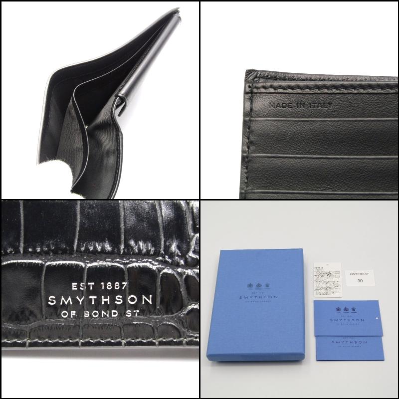 美品 SMYTHSON スマイソン 二つ折り財布 MARA マラ クロコ型押し 美品 SMYTHSON スマイソン 二つ折り財布 MARA マラ クロコ型押し