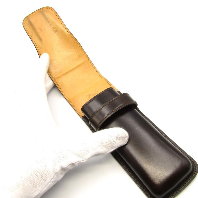 Brelio ブレイリオ　コードバン　レザーペンケース Brelio ブレイリオ ペンケース 2本差し コードバン GENUINE