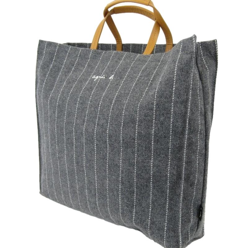 agnes b.（アニエスベー） トートバッグ RAX04-01 ストライプ レザー