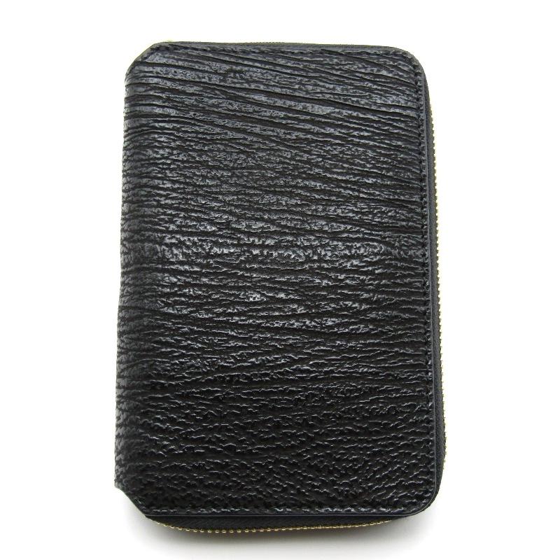 KUBERA 鮫革ラウンドファスナーミドル財布黒桟革オールレザー KUBERA クベラ ミドルウォレット 鮫桟革ラウンドファスナー シャーク