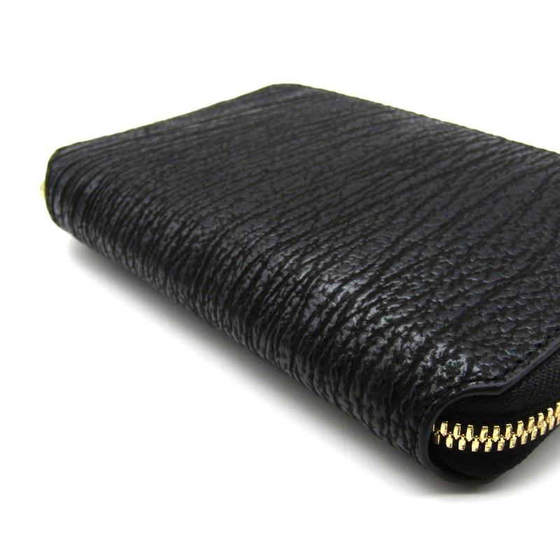 KUBERA 鮫革ラウンドファスナーミドル財布黒桟革オールレザー KUBERA クベラ ミドルウォレット 鮫桟革ラウンドファスナー シャーク