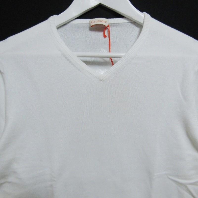 新品未使用！】Cruciani ホワイト Vネック ニット46サイズ