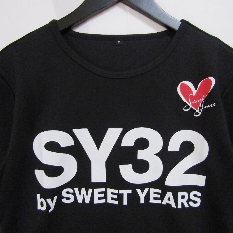 未使用 SY32 by SWEET YEARS エスワイサーティトゥバイスウィートイヤーズ 半袖Tシャツ ロゴプリント ハート ブラック M メンズ  中古 27003175