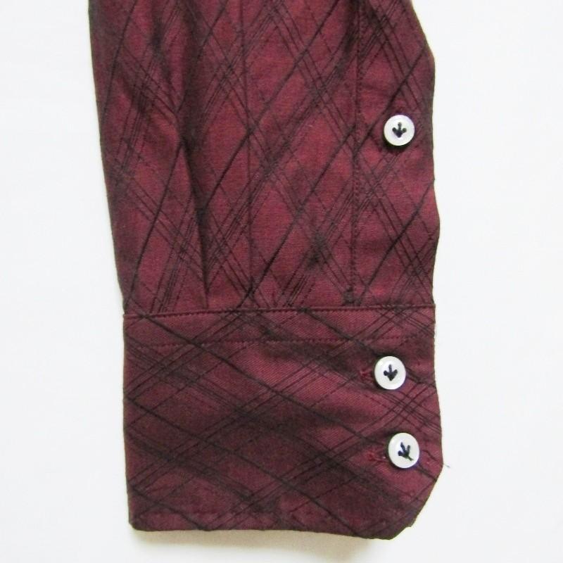 R.J.B アールジェイビー 長袖シャツ 総柄 チェック コットン 刺繍 柄