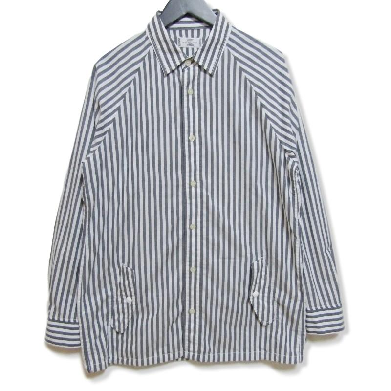 完成品 ジャケット プライスダウン Rags Mcgregor ラグスマックレガー シャツジャケット Coach Jacket Shirts コーチジャケット ストライプ 白 グレー Wh Gy M メンズ 中古 Www Threeriversofs Com