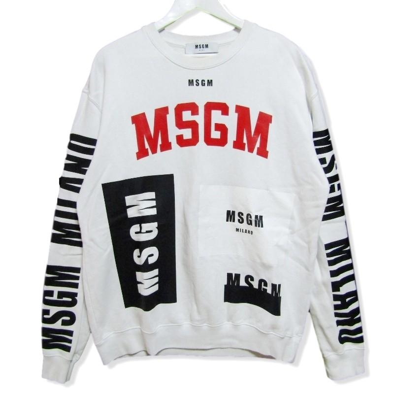 MSGM エムエスジーエム スウェット ロゴ 17AW ホワイト 白 L メンズ  中古 27004622｜classic