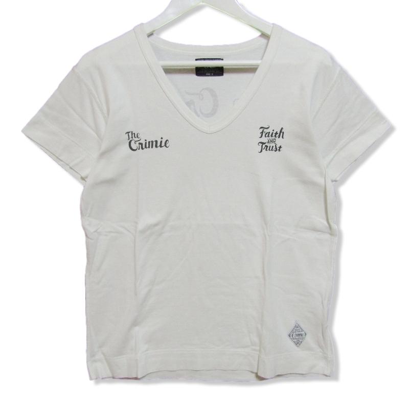 CRIMIE クライミー 半袖Tシャツ Vネック プリント Tee FAITH AND TRUST ホワイト 白 M メンズ 中古