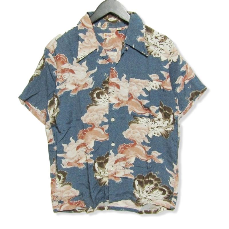 SUN SURF サンサーフ 半袖アロハシャツ 獅子 和柄 オープンカラー 