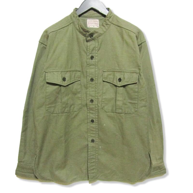 BONCOURA ボンクラ 長袖ミリタリーシャツ バンドカラー CPOシャツ 