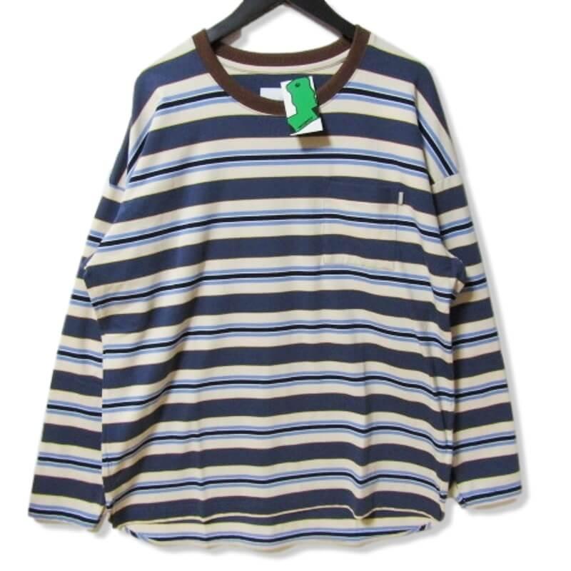 新品 Whimsy SNAP SLEEVE BORDER TOP L ウィムジー