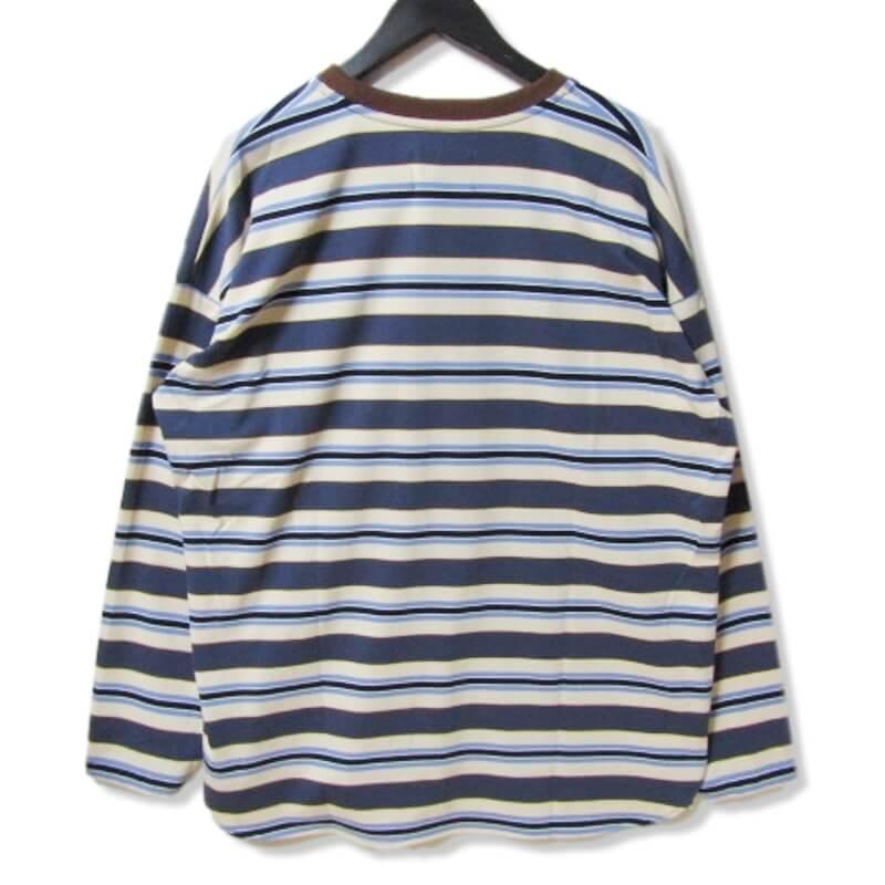 新品 Whimsy SNAP SLEEVE BORDER TOP L ウィムジー Whimsy（ウィムジー）の「【Whimsy / ウィムジー】SNAP SLEEVE BORDER