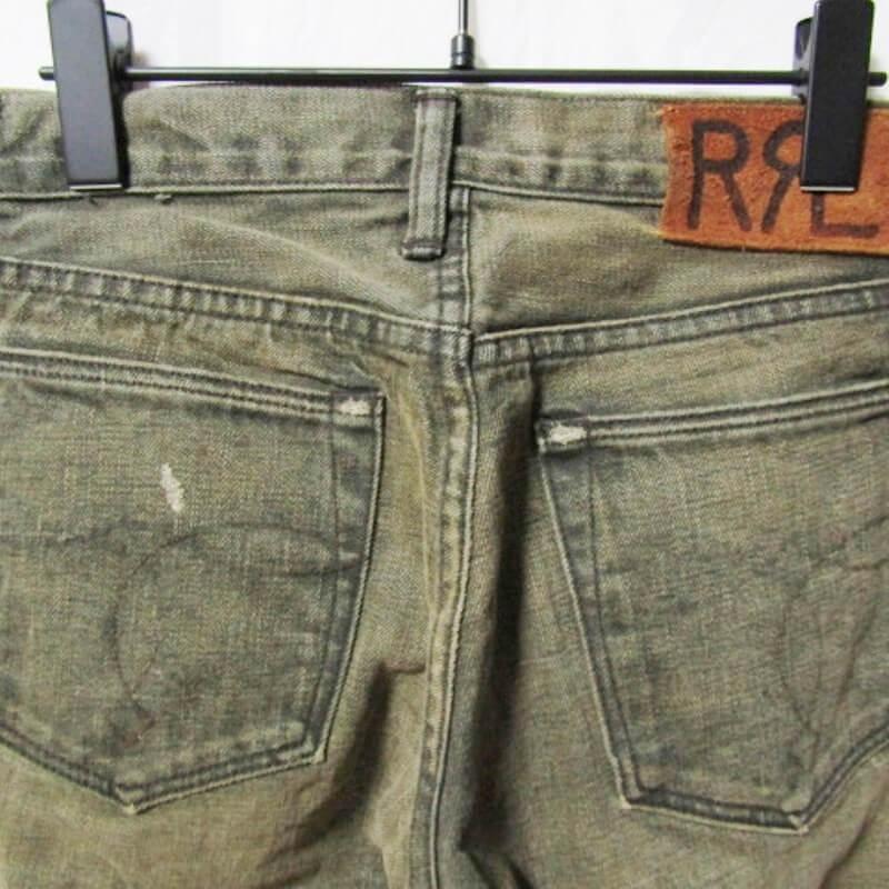 RRL ダブルアールエル デニムパンツ ダメージ加工 USA製 オリーブ 28 