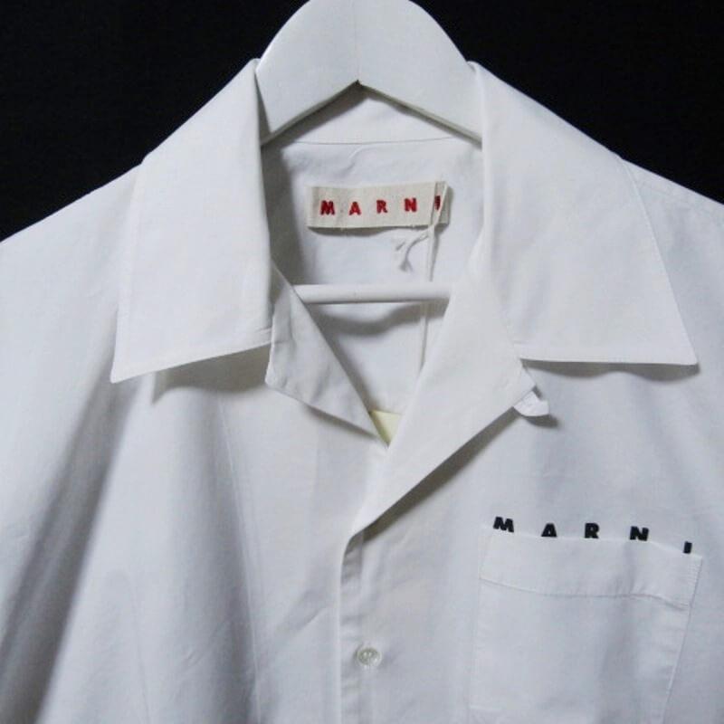 未使用 MARNI マルニ 半袖シャツ 23SS ロゴステッチシャツ CUMU0213P0 