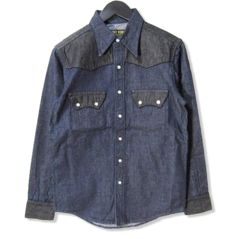 未使用 WESTRIDE ウエストライド 長袖シャツ PIPING WESTERN SHIRTS 