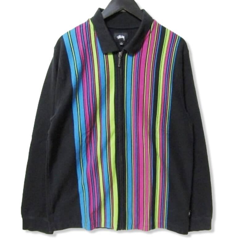 STUSSY ステューシー 長袖ポロシャツ 1140114 Simon LS Zip Polo ストライプ ジップアップ ブラック 黒 L  27106317 クラシック 通販 Yahoo!ショッピング