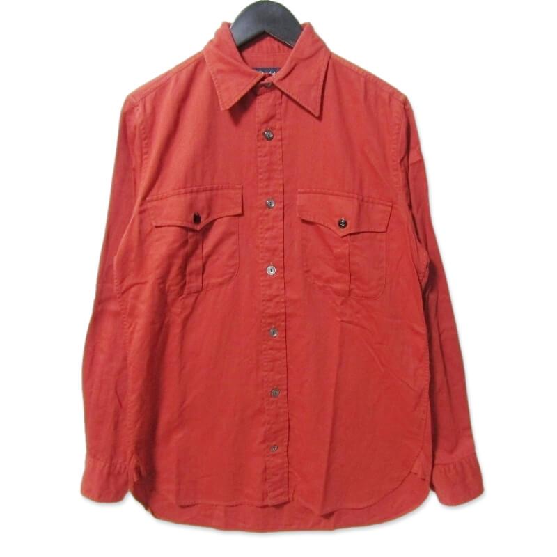 Drake's × LEJ ドレイクス 長袖シャツ COTTON-LINEN WORK SHIRT ワーク