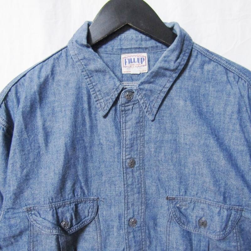 フリーホイーラーズ ワ ークシャツ ブルー撚り杢シャンブレー 16