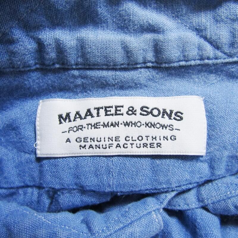 MAATEE&SONS マーティーアンドサンズ 長袖シャンブレーシャツ MAATEE&SONS マーティーアンドサンズ 長袖シャンブレーシャツ