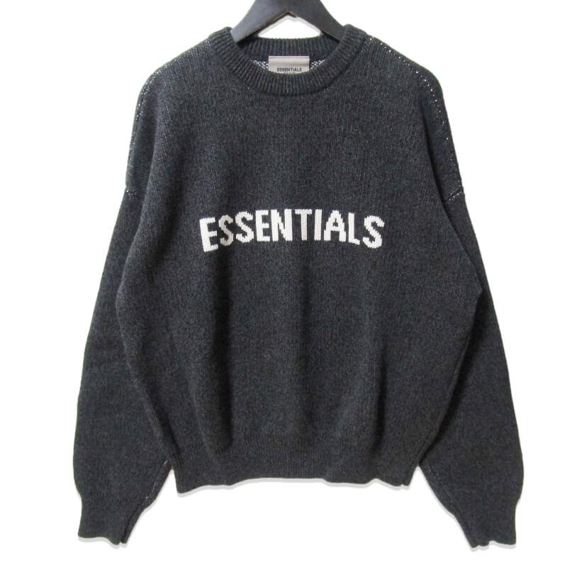 01232-6 ESSENTIALS フェアオブゴッド ロゴ ニット メンズ L 新品 エッセンシャルズ ESSENTIALS LOGO KNIT HOODY ロゴ ニット