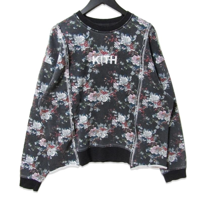 KITH キス クルーネックスウェット Floral Panel Crewneck 19AW フローラル パネル コットン 中国製 マルチ L ...