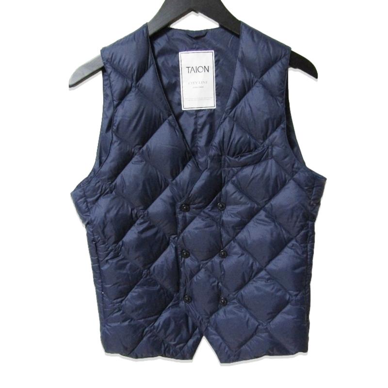 TAION ダウンベスト ネイビー キルティング TAION タイオン ダウンベスト キルティング ジレ シティ ダブル