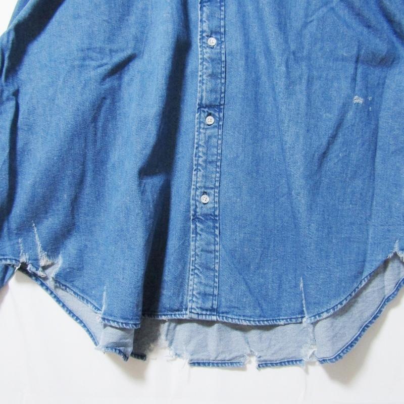 H BEAUTY&YOUTH ダメージ加工デニムシャツ M H BEAUTY&YOUTH ダメージ加工デニムシャツ M