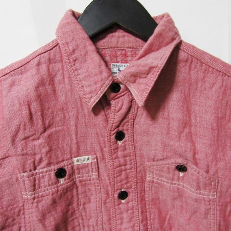 R.J.B アールジェイビー 長袖ワークシャツ シャンブレー 日本製 ピンク