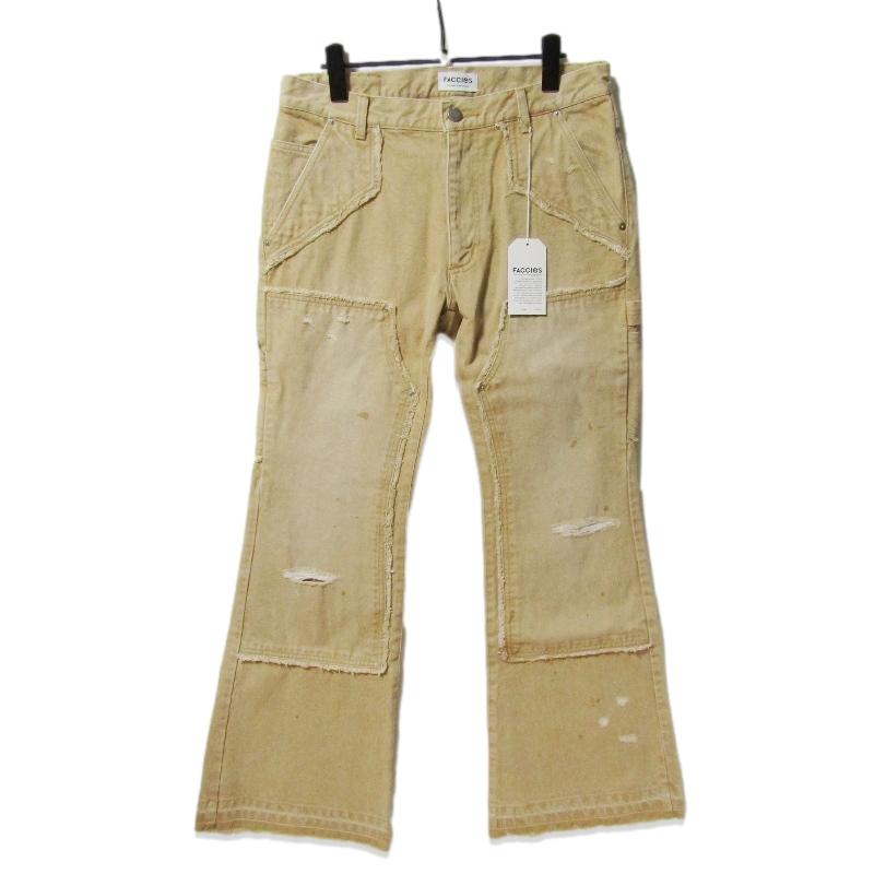 未使用 FACCIES ファチーズ FADED DOUBLE KNEE PAINTER FLARE PANTS