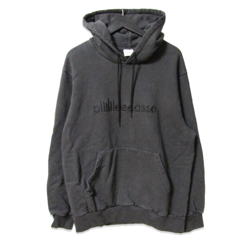 plllllleeeasse / プリーズ | 製品染め ロゴ スウェット フーディ | M | チャコールグレー系 | メンズ plllllleeeasse プリーズ プルオーバーパーカー 刺繍ロゴ スウェット