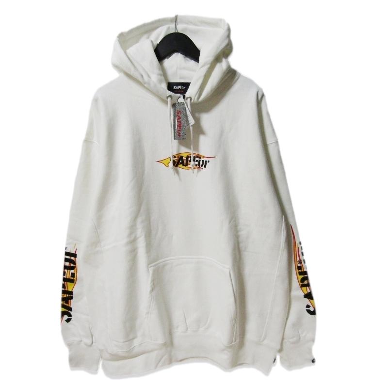 未使用 SAPEur サプール FLAME LOGO HEAVY WEIGHT HOODIE A0022-228 プルオーバーパーカー フレイム ロゴ ホワイト 白 XXL 27113795 未使用 SAPEur サプール FLAME LOGO HEAVY WEIGHT HOODIE A0022-228