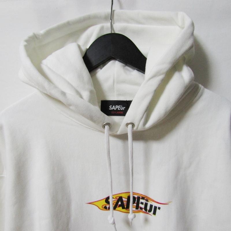 未使用 SAPEur サプール FLAME LOGO HEAVY WEIGHT HOODIE A0022-228 プルオーバーパーカー フレイム ロゴ ホワイト 白 XXL 27113795 未使用 SAPEur サプール FLAME LOGO HEAVY WEIGHT HOODIE A0022-228