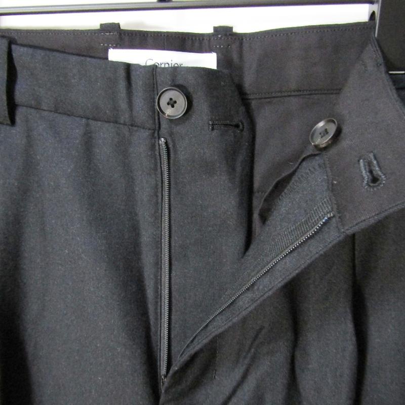 Cornier コルニエ ツータック ウール スラックス ブラック 黒 S 美品 Cornier コルニエ スラックス ウール 2タック ツータック 日本製