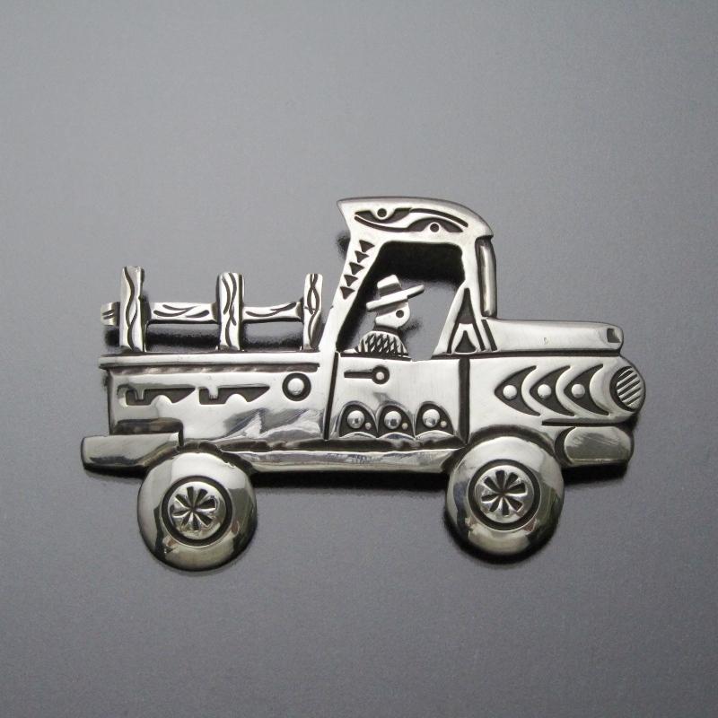 美品 Norbert Peshlakai ナバホ族 ピン スタンプ 車 ノーバートペシュ 