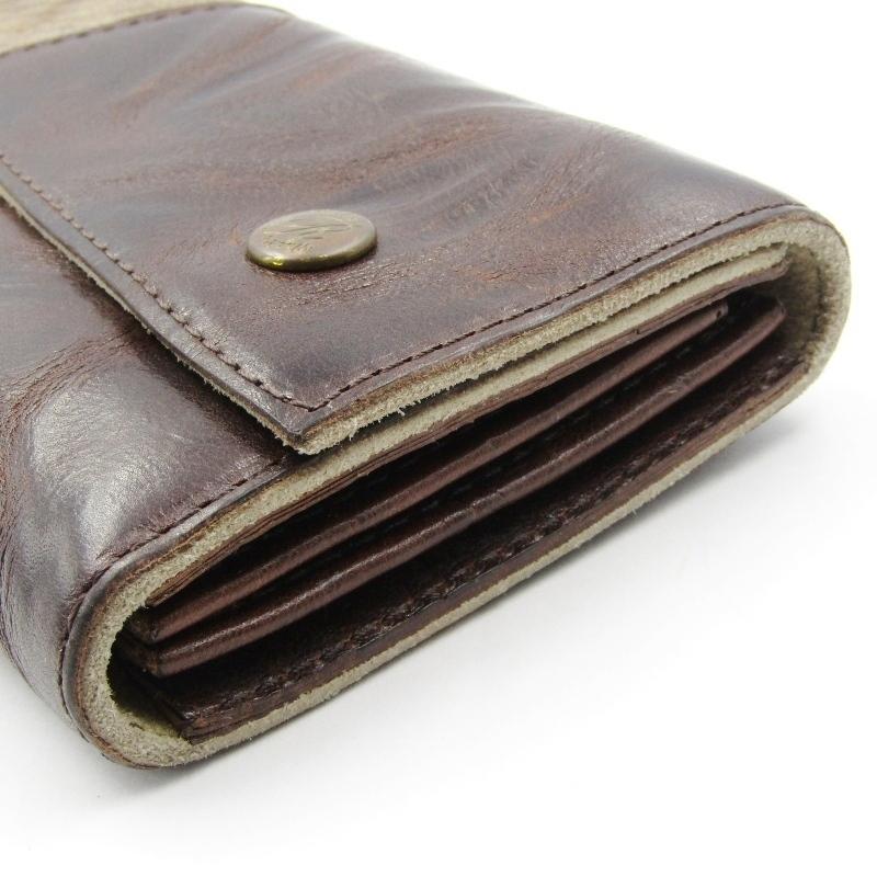 美品 Ryu リュウ 長財布 continental KD LAYERED L WALLET コンチネンタル クーズー加工 ブラウン 茶 レザー 本革  中古 28004146