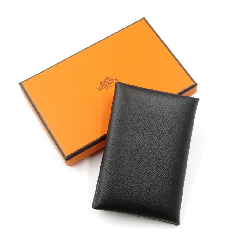 未使用 HERMES エルメス カードケース カルヴィ ノワール Calvi 名刺 