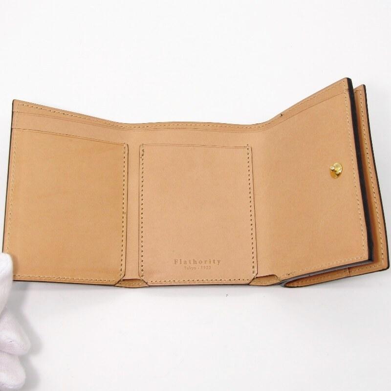 未使用 Flathority フラソリティ ミニ財布 FS710 シェルコードバン 三  
