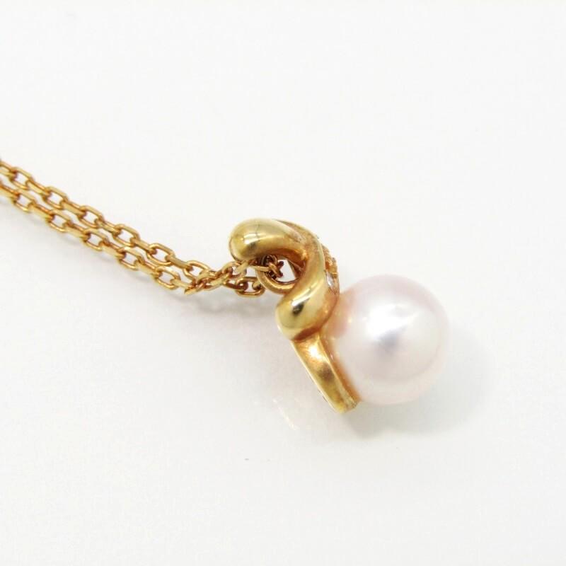 K18 0.02カラット ダイヤパールネックレス K18 0.02カラットダイヤ