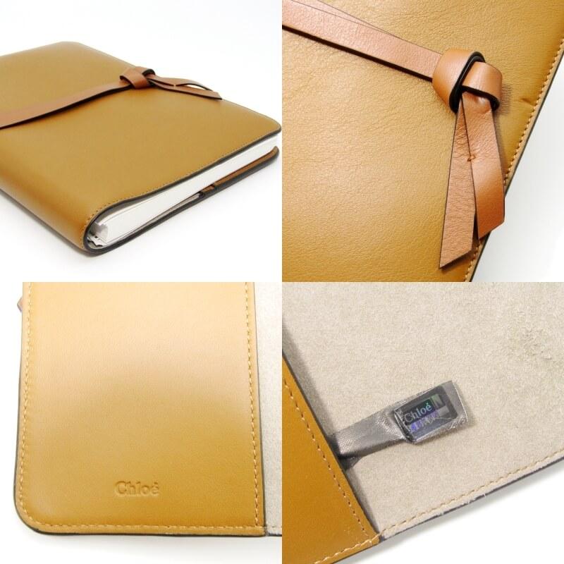 美品 Chloe クロエ ノートブックカバー 3P0713-H1Z alphabet アルファベット 手帳カバー スペイン製 MUSTARD ...