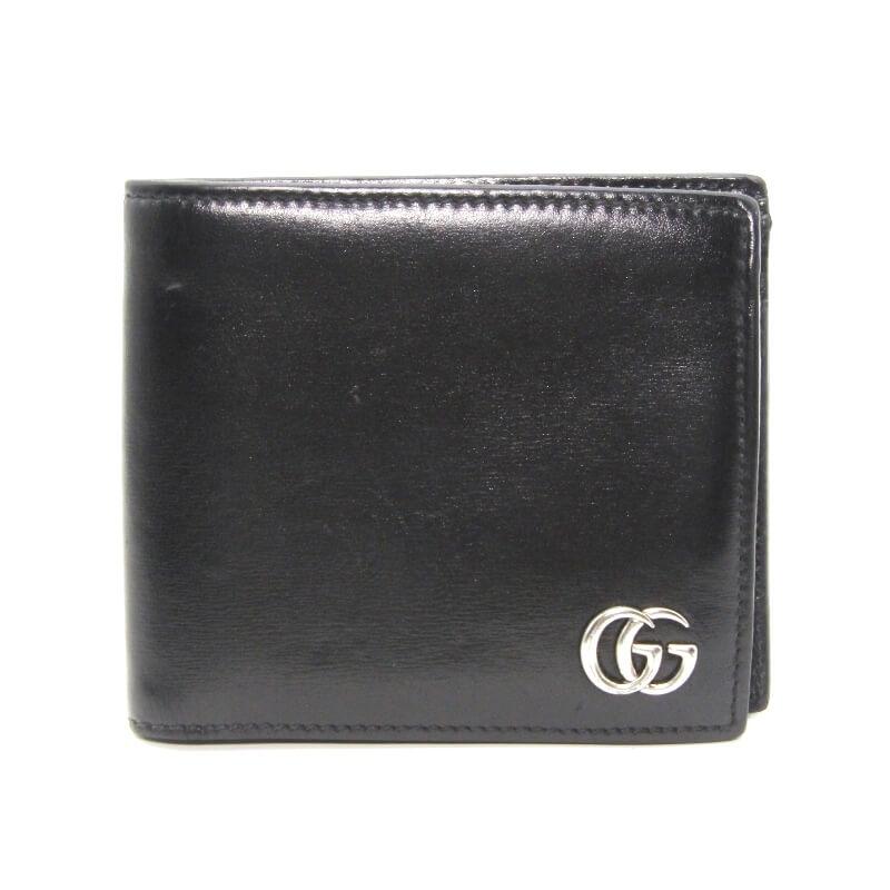 グッチ GUCCI GGマーモント レザー 二つ折 り財布 ブラック GUCCI グッチ 二つ折り財布 レディース GGマーモント ブラック