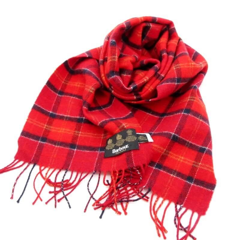 Barbour バブアー マフラー 1102128 TARTAN LAMBSWOOL SCARF タータンチェック ウール スコットランド製 ユニセックス レッド   28007369｜classic｜08