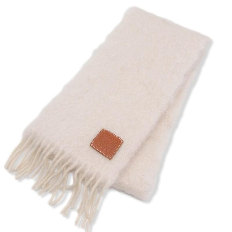 LOEWE ロエベ ウールモヘアマフラースカーフ ホワイト White ロエベ マフラー ウール モヘア LOEWE ホワイト スカーフ｜Yahoo