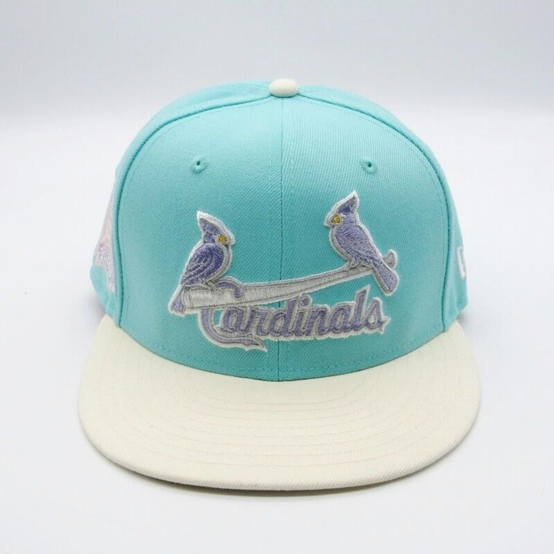 美品 New Era ニューエラ ベースボールキャップ 59FIFTY St.Louis Cardinals BUSCH STADIUM BLUE TINT/CHROME 7.5  28007691｜classic｜02