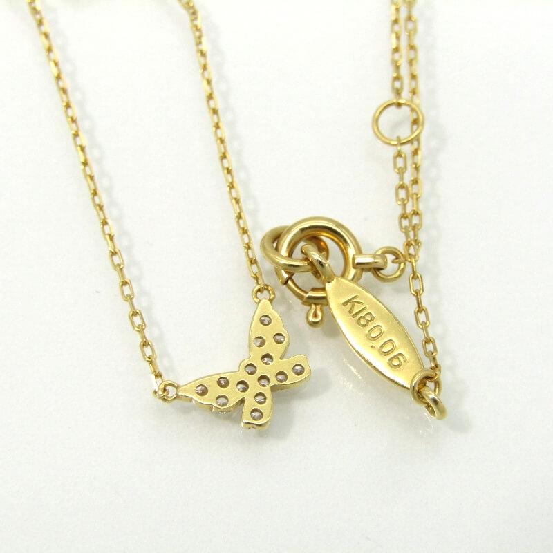 AHKAH アーカー　バタフライ　18k ネックレス　パヴェ　ダイヤモンド AHKAH アーカー K18 18K YG 18金 イエローゴールド バタフライ