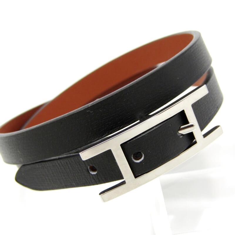 HERMES 美品 エルメス レザーブレスレット ビーアピ ドゥブル