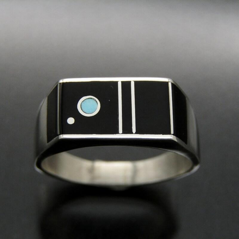 ナバホ　NAVAJO 18号リング 【値引きOK】 ナバホ 01-0298 ハービ－・メイス作 イーグルフェザー ワイド