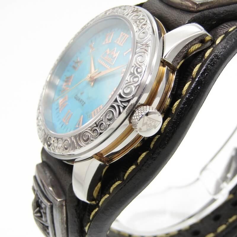 SAAD サード 腕時計 クオーツ ターコイズ MJS52-283 レザー