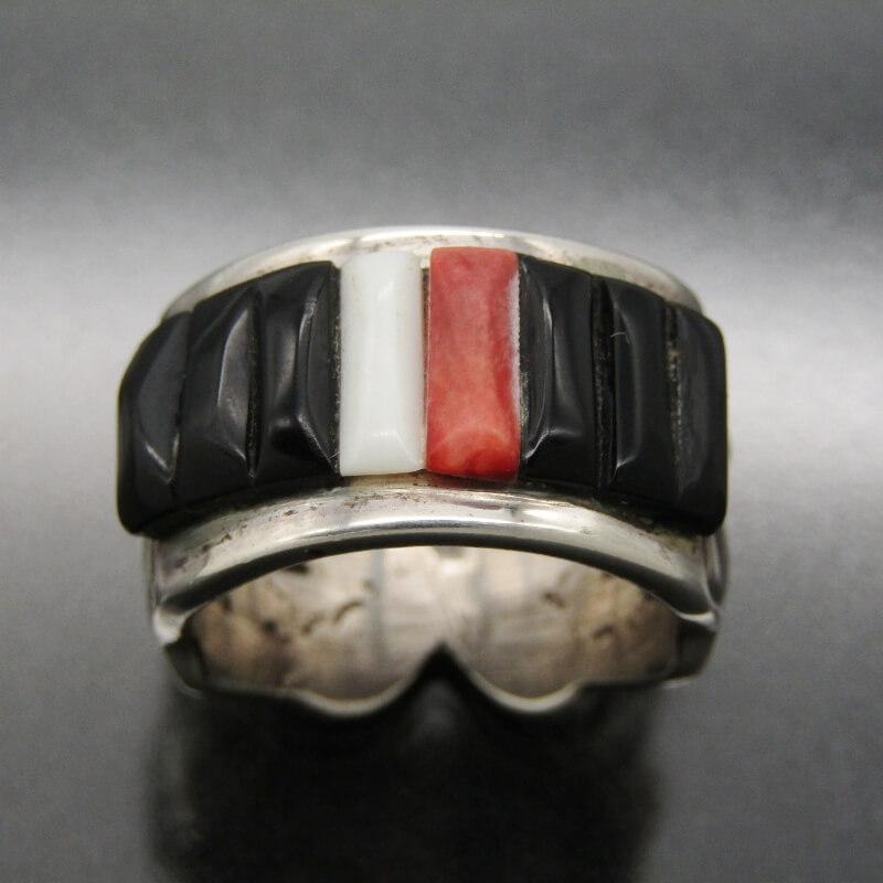 Ray Adakai ナバホ族 リング オニキス インレイ レイアダカイ マルチ